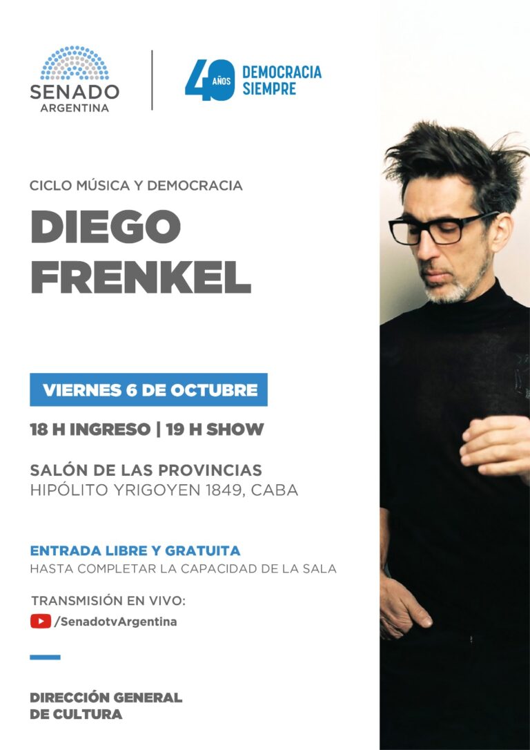 Diego Frenkel  participarará del ciclo «Música y Democracia” en el Senado
